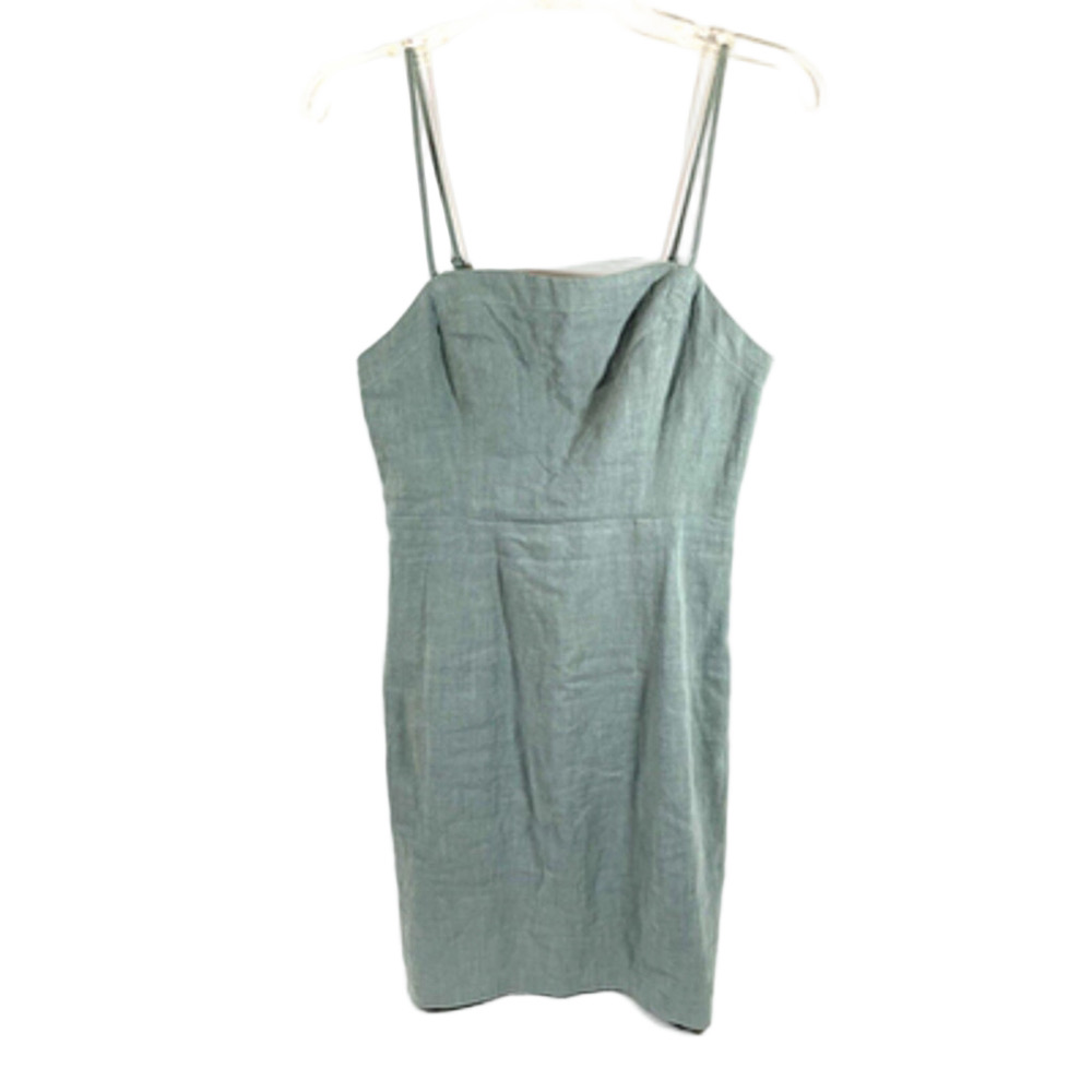 ASTR Green Sleeveless Strappy Linen Smocked Back Mini Dress Size S